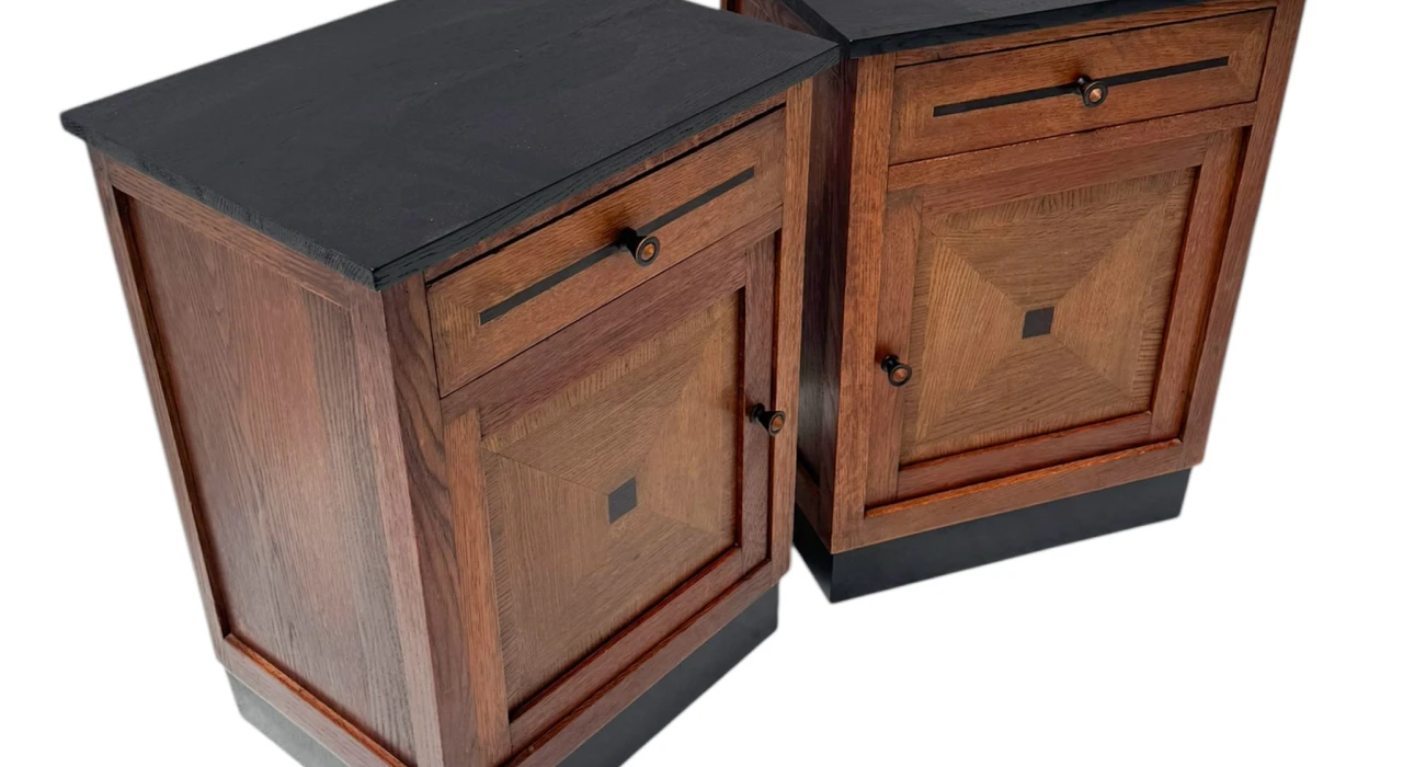 Two Art Deco Modernist Nightstands or Bedside Tables, 1920s